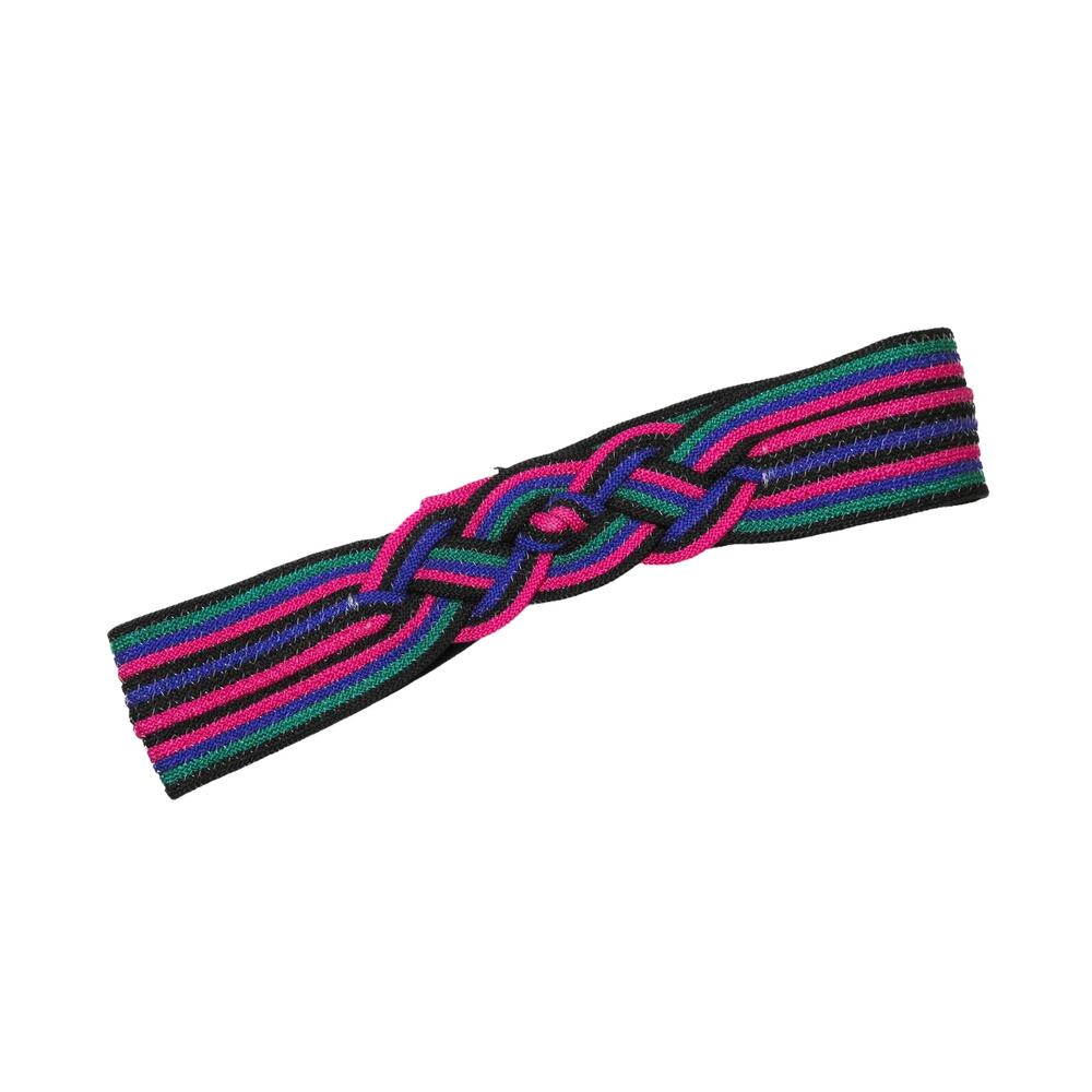 1990s Vintage Woven Braided Colorful Belt Pink Purple Green Black